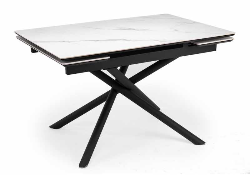Керамический стол Мэриан 120(180)х80 snow alpin white / черный (80x75). 