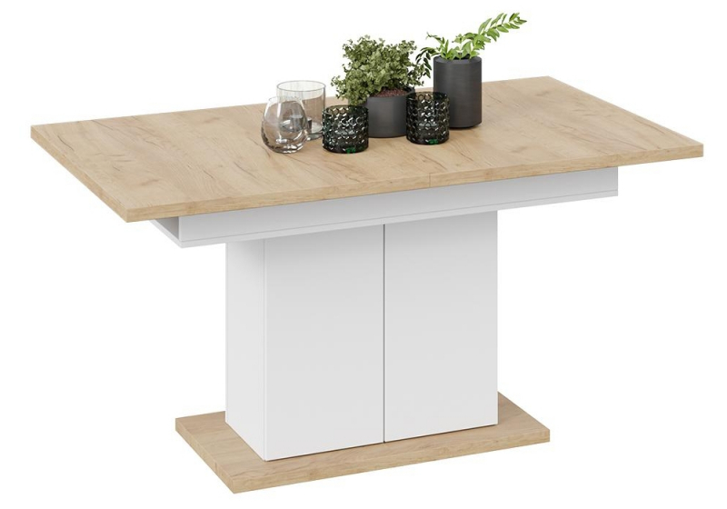 Стол деревянный Детройт Тип 1 белый / дуб крафт золотой (85x77). 