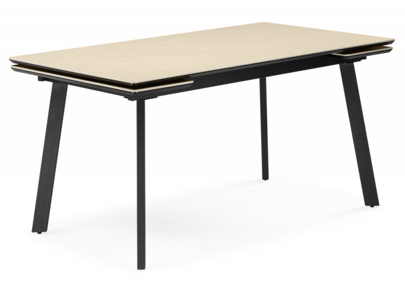 Керамический стол Норман 140(200)х80 okara light yellow / черный (80x75). 